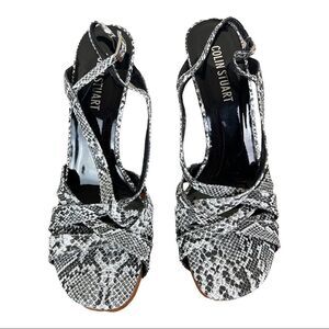 Colin Stuart heels black/white Snake Print strappy Sandal’s  size 11 90s Y2K New